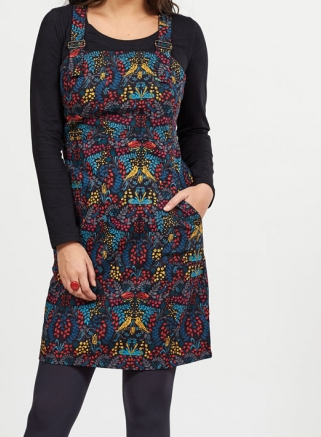 Printed Dungaree Pinafore Dress