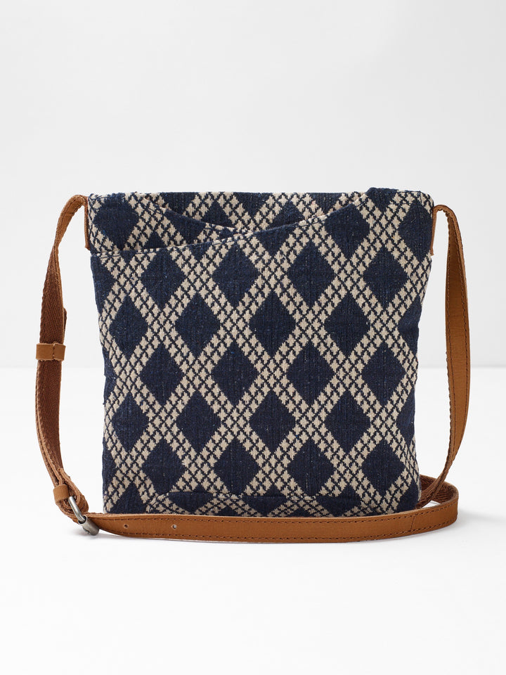 Mini Anni Jacquard Crossbody Bag - Navy