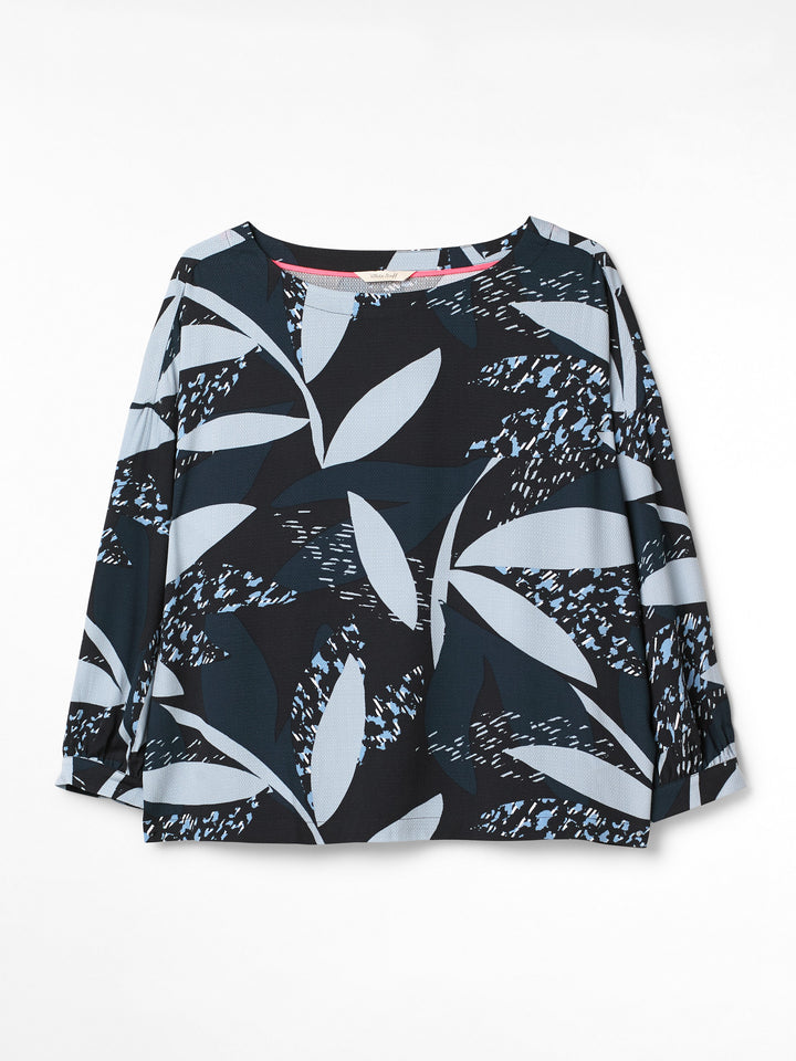 Ebony Top in Navy Print