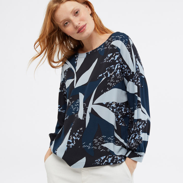 Ebony Top in Navy Print