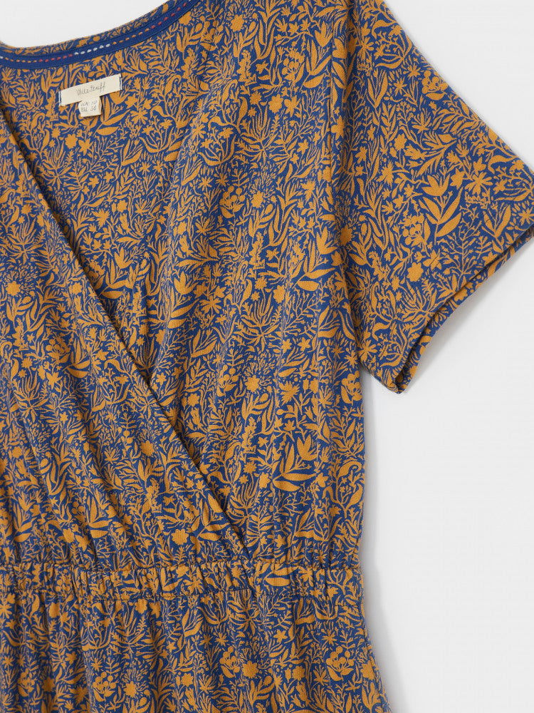 Anywhere Fairtrade Dress - Mustard + Blue Pattern