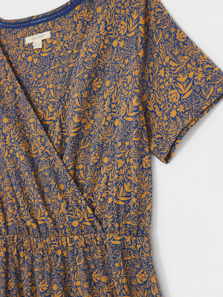 Anywhere Fairtrade Dress - Mustard + Blue Pattern
