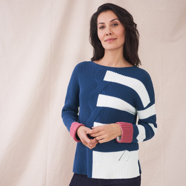 Una Blue + White Stripe Jumper