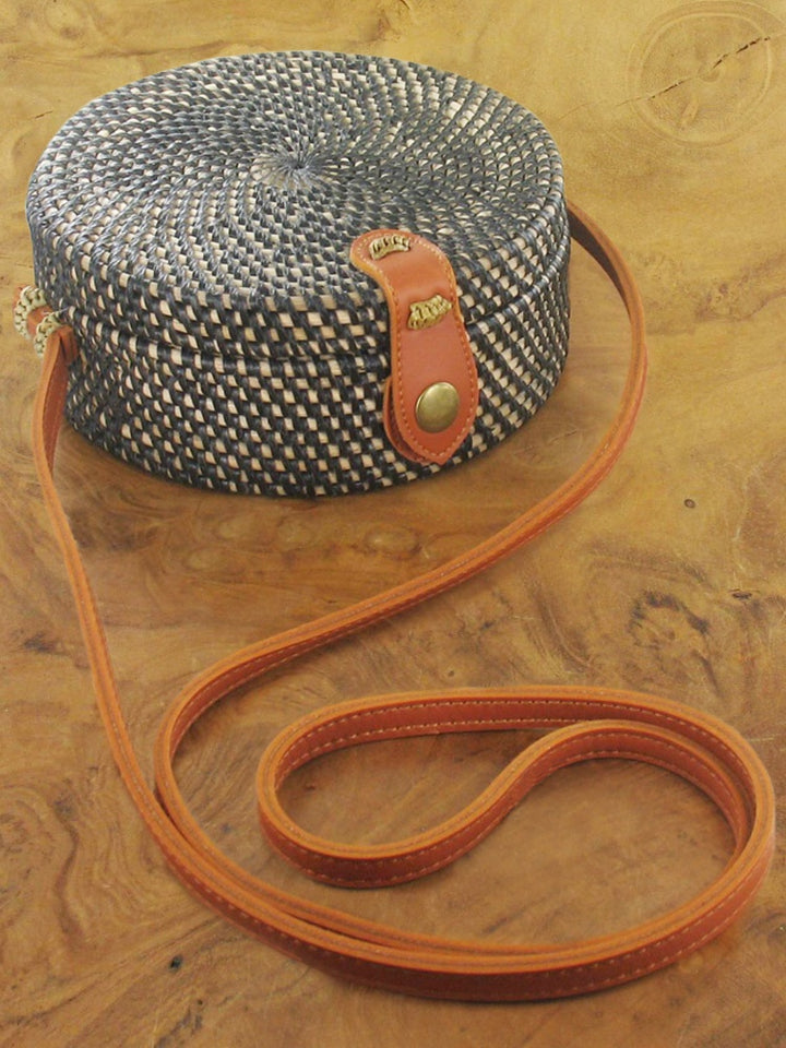 Round Basket Bag with Long Handle