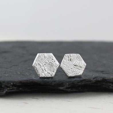 Silver Lace Stud Earrings