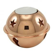 Sleigh Bell Tea Light Holder with Candle - Rose Gold
