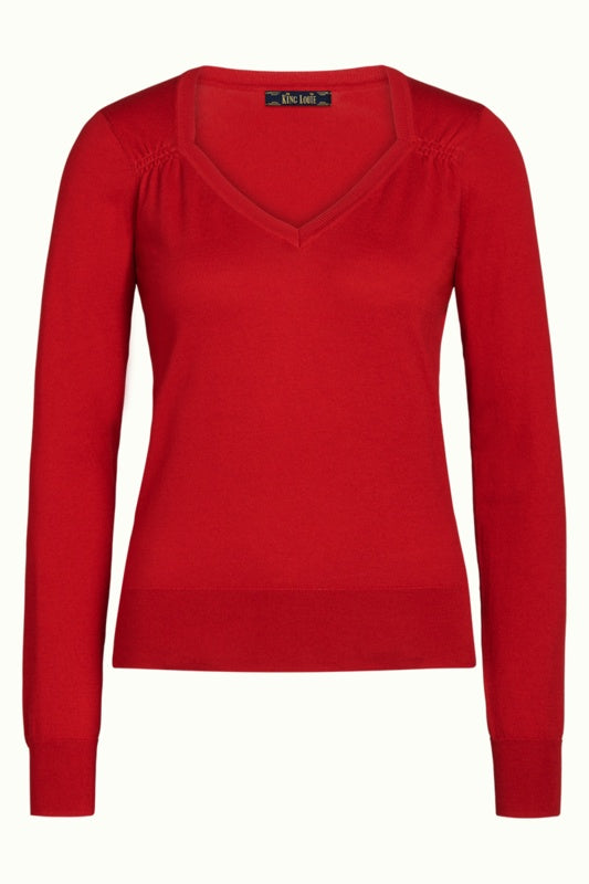 Diamond Knit Top - Chili Red