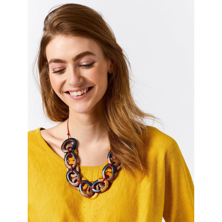 Woven Hoop Necklace - Wood and Resin