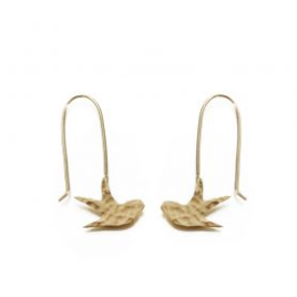 Hammered Brass Swallow Earrings