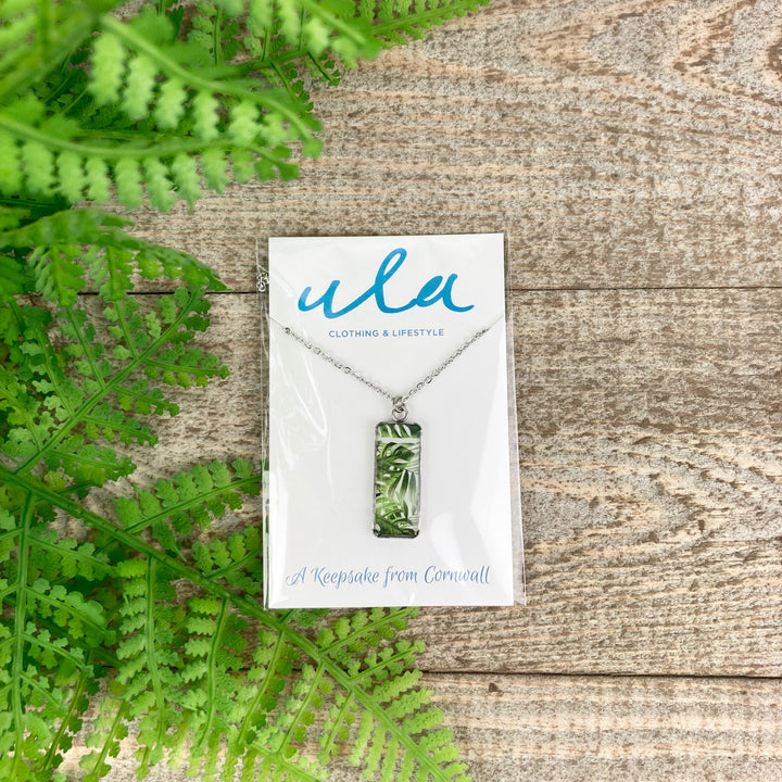Tropical Leaf Rectangle Pendant