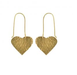 Hammered Brass Heart Earrings