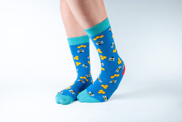 Bamboo Blue Bumble Bee Socks