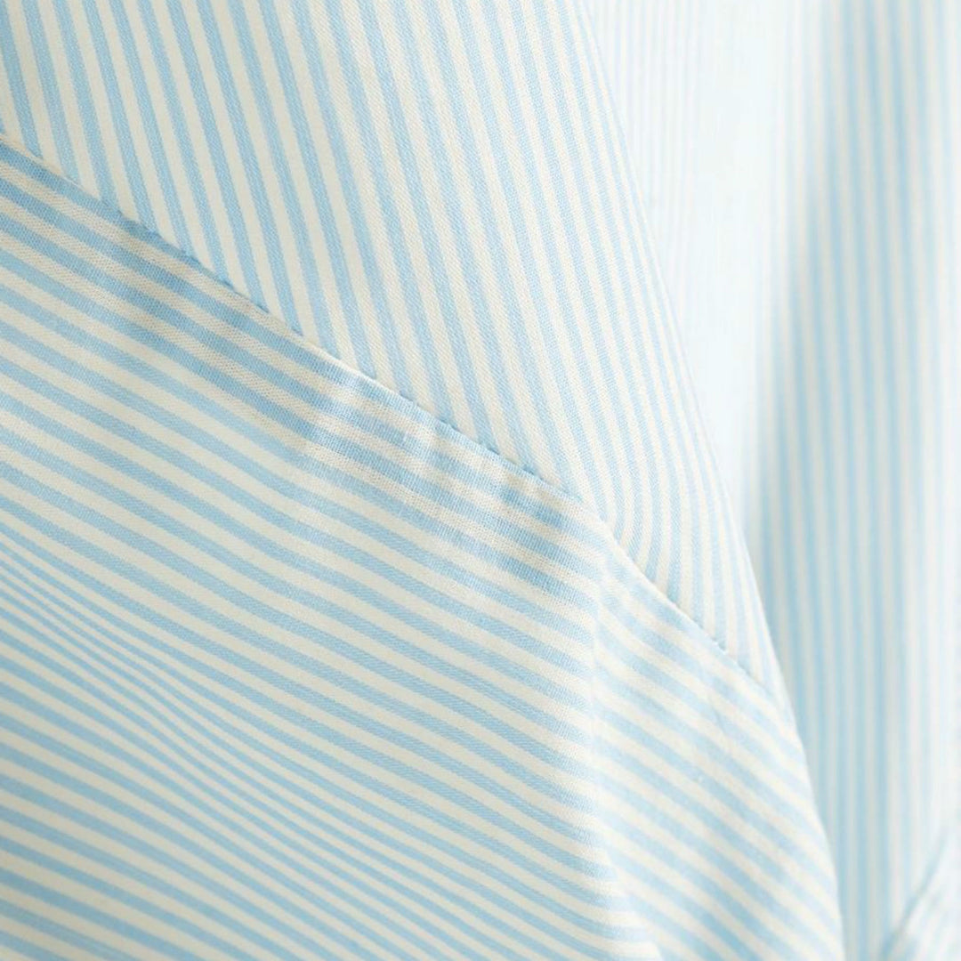 Palia Blouse - Light Blue Fine Stripe