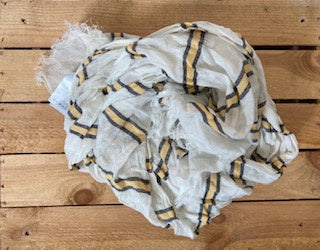 Vanja Scarf - Cream with Navy and Yellow Stripes