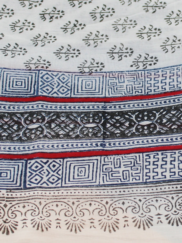 Black and Cream Block Printed Scarf / Sarong