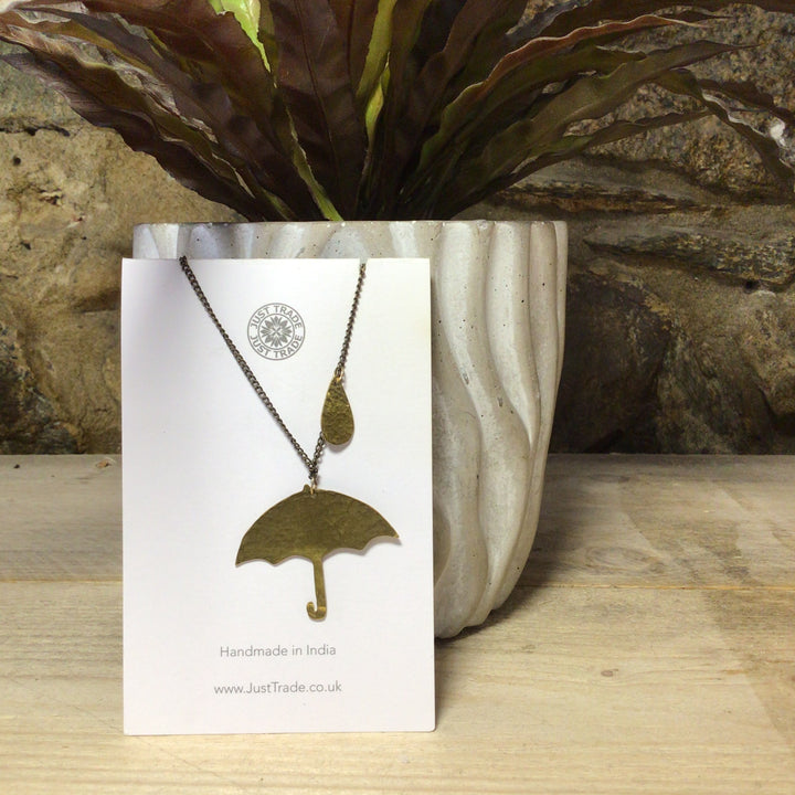 Hammered Brass Umbrella Pendant