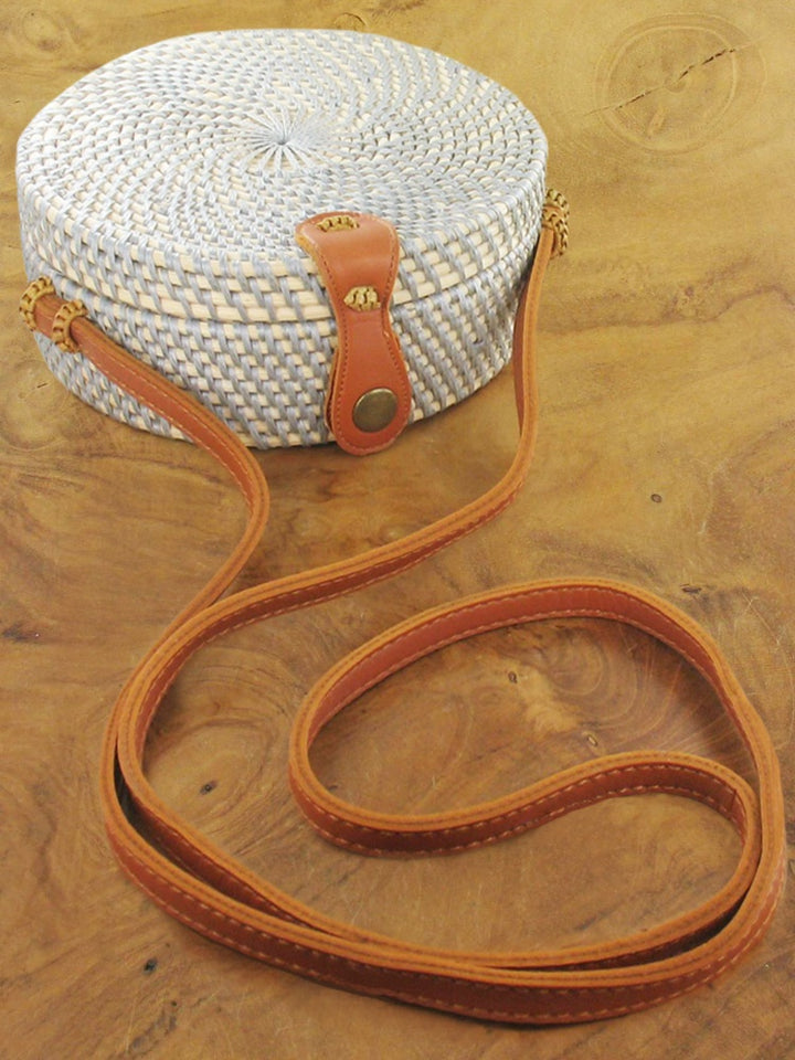 Round Basket Bag with Long Handle