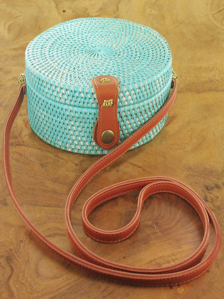 Round Basket Bag with Long Handle