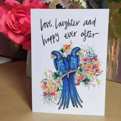 Happy Blue Bird Greetings Card