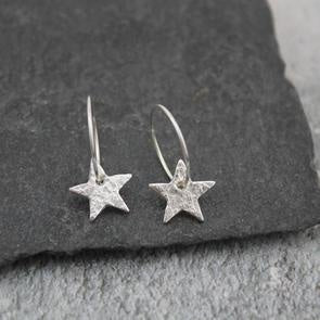 Silver Charm Hoop Earrings