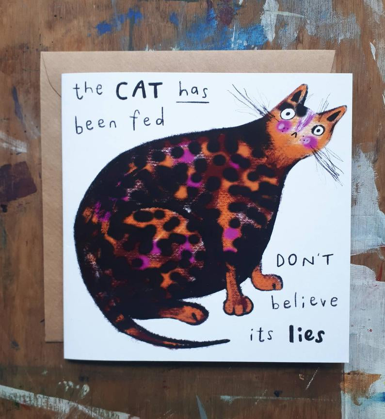 Cats Lie Greetings Card