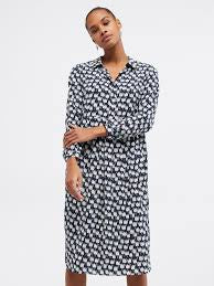Angela Dress - Blue and White Cupro Midi Dress