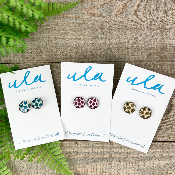 Japanese Flower Print Stud Earrings.