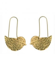Hammered Brass Lovebird Earrings
