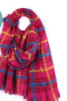 Vibrant Pink Check Scarf