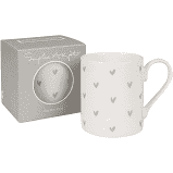 Grey Hearts Bone China Mug