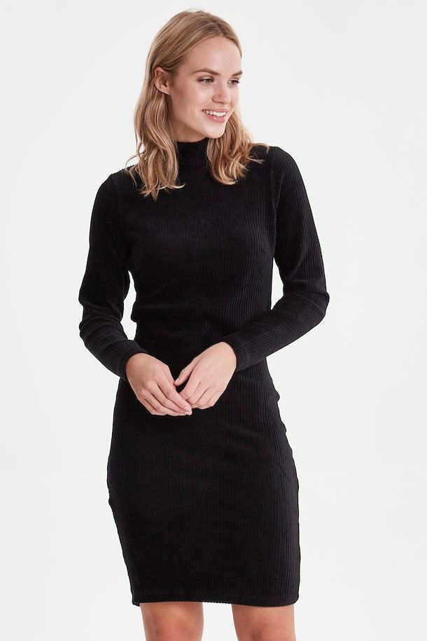 Ponsa Black Rib Tight Fit Dress