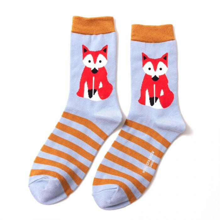 Fox and Stripes Socks - Size 4-7