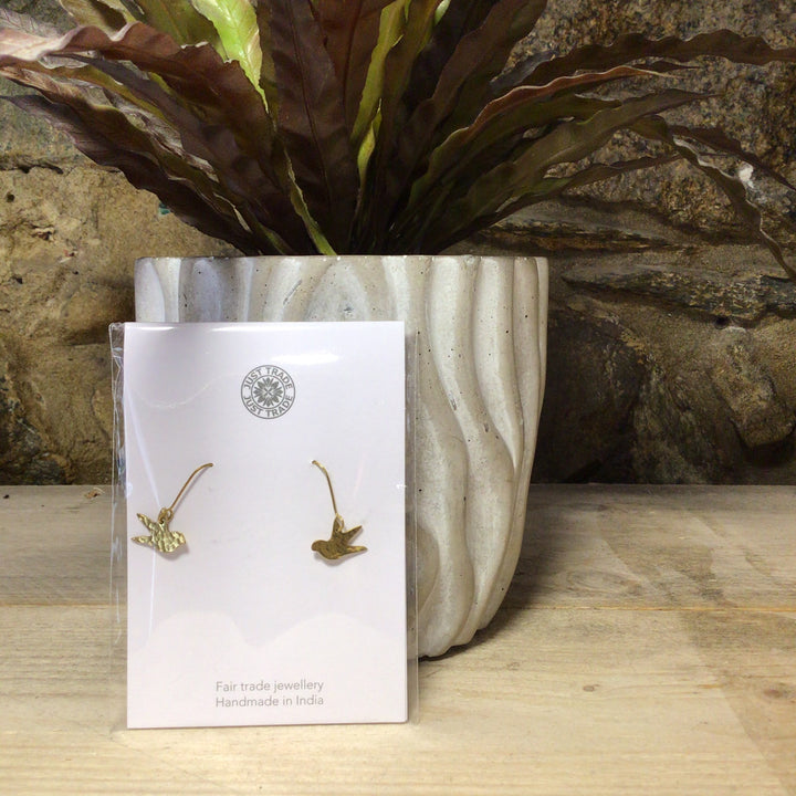 Hammered Brass Swallow Earrings