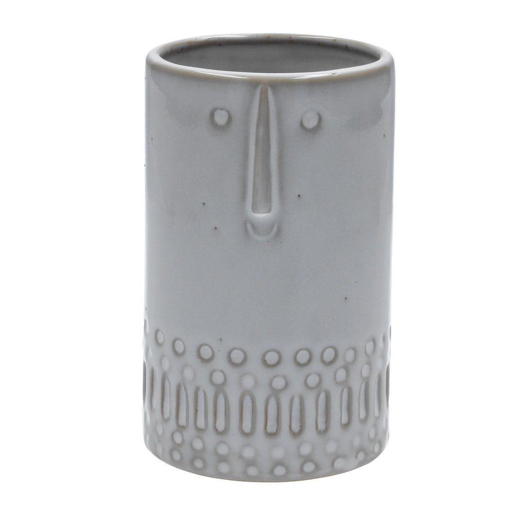 White Glazed face Decorative Planter