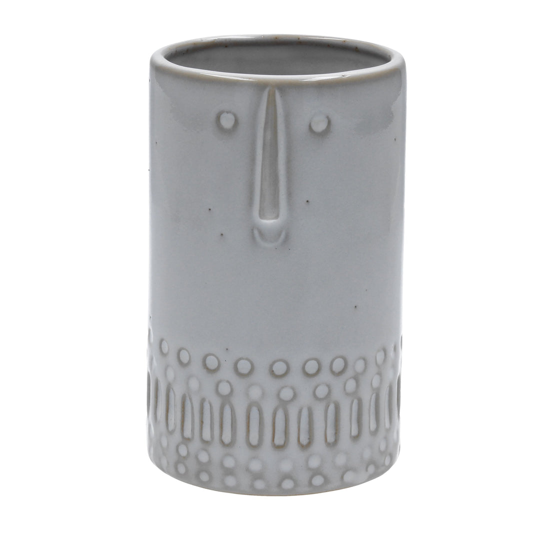 White Glazed face Decorative Planter