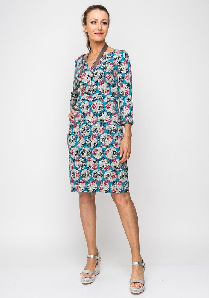 Amela Dress - Blue/Red/Navy
