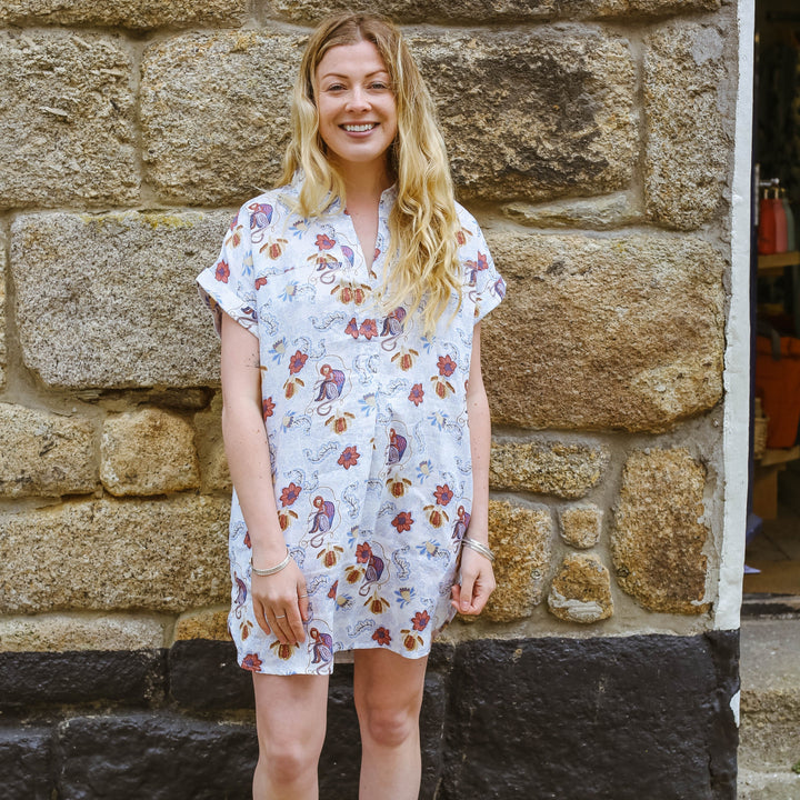 Bantu Tunic - White Patterned