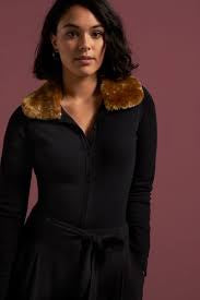 Cardigan with Fake Fur Collar