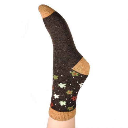 Flowery Wool Blend Socks