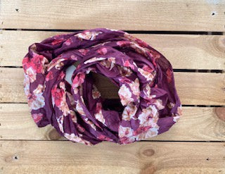 Burgundy Floral Scarf