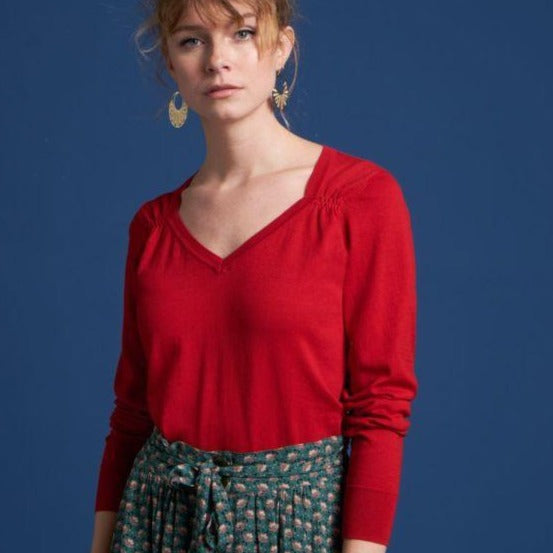 Diamond Knit Top - Chili Red