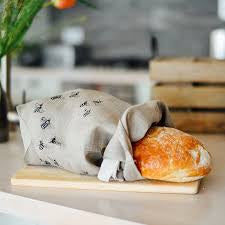 Pure Linen Bread Bag with bees