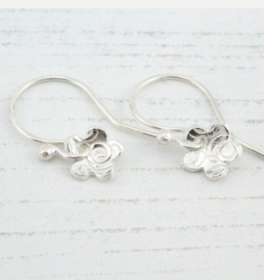 Silver Textured Drop Earrings