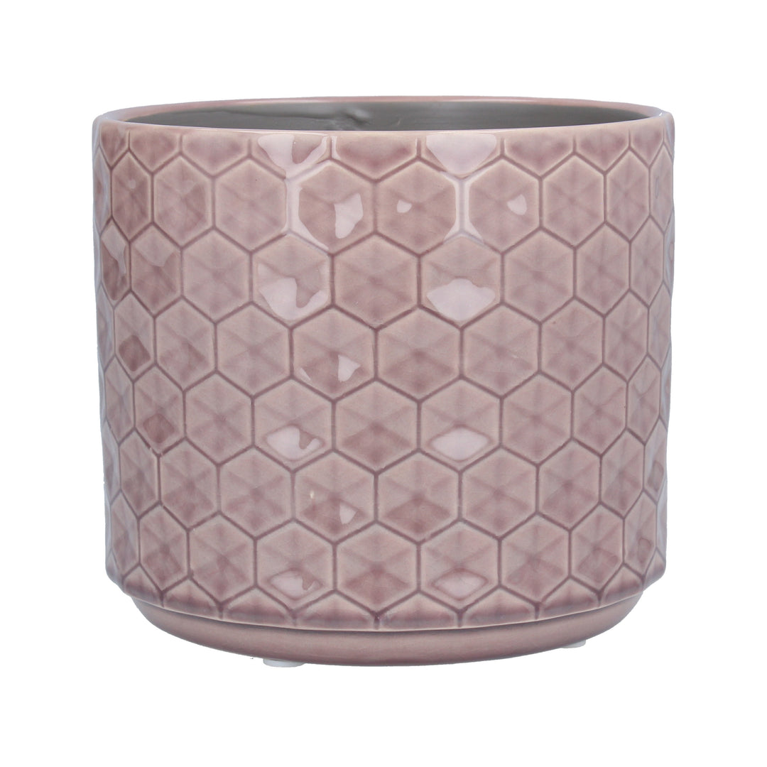Mauve Honeycomb Ceramic Pot Cover