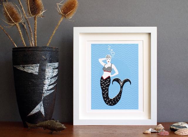 Mod Mermaid A4 Unframed Print