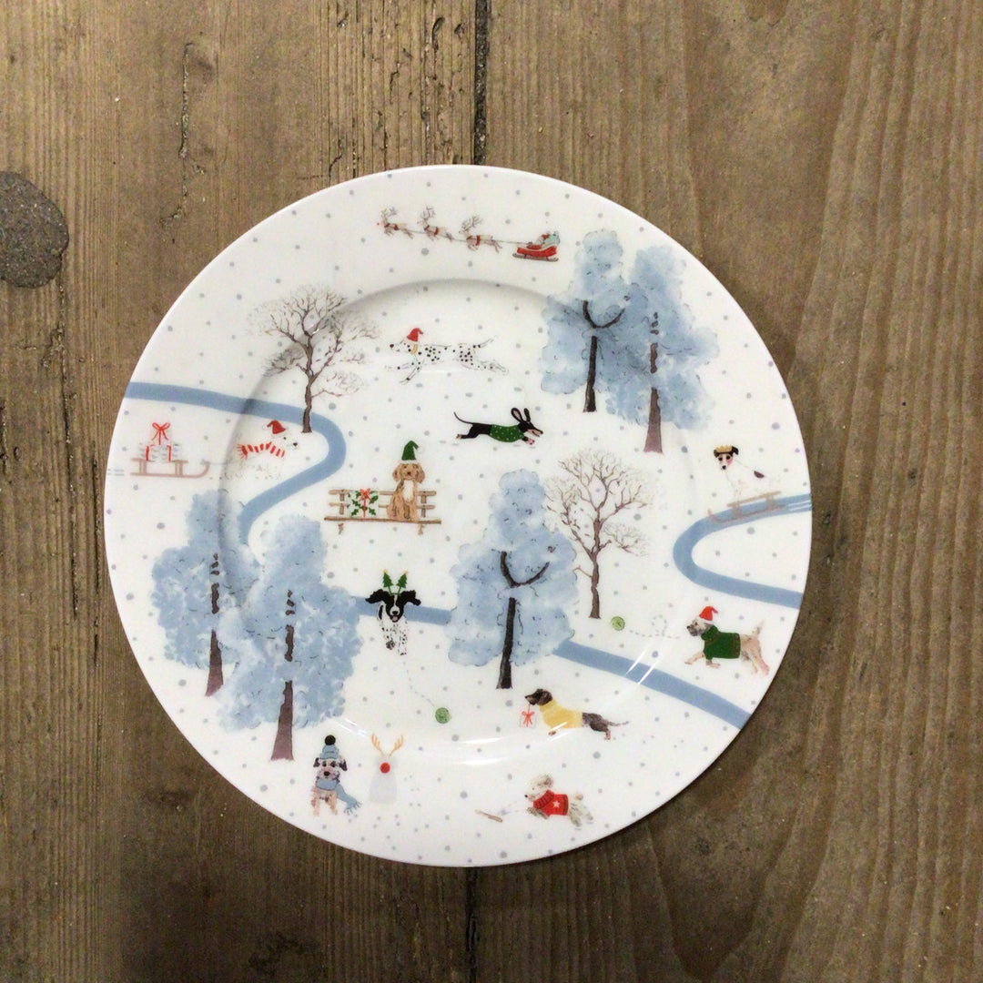 Side Plate - Christmas Dogs - 21cm