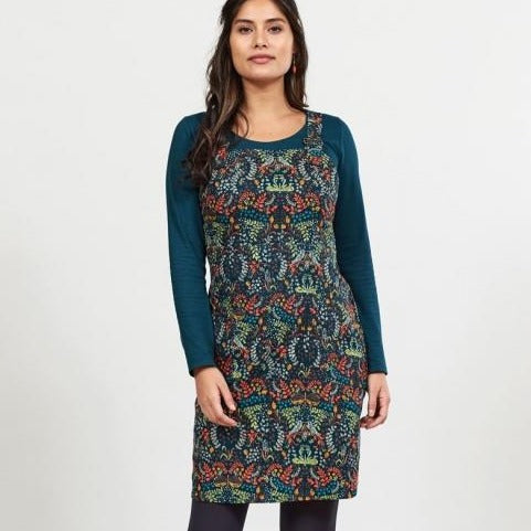 Printed Dungaree Pinafore Dress