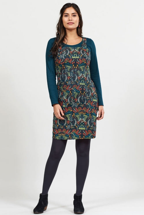 Printed Dungaree Pinafore Dress