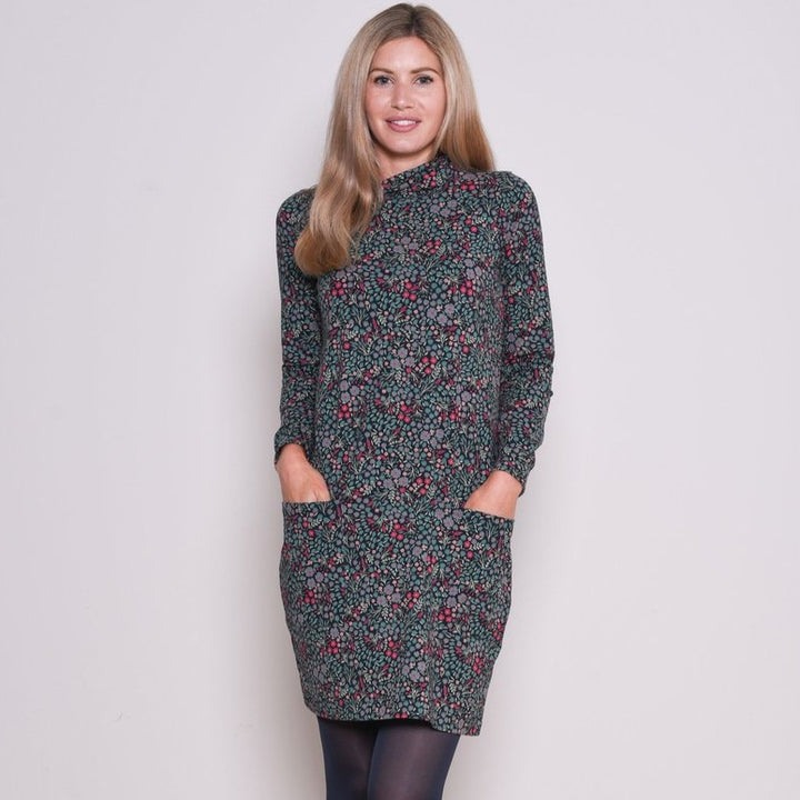 Ditsy Cowl Neck Dress