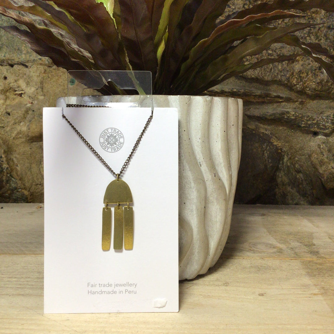 Fringe Brass Rounded Pendant